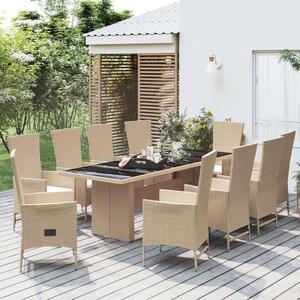 VidaXL Polyrattan Kerti Étkezőgarnitúra - 11 részes, Bézs