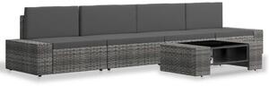 Polyrattan Kerti Ülőgarnitúra - 5 részes - Szürke