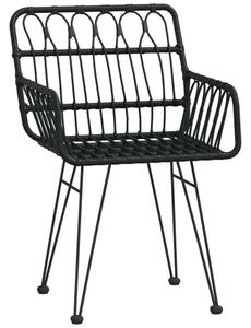 5 részes fekete polyrattan kerti étkezőgarnitúra