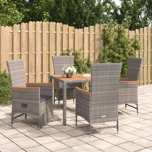 Polyrattan Kerti Étkezőgarnitúra - Szürke - 5 részes