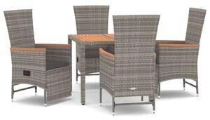 Polyrattan Kerti Étkezőgarnitúra - Szürke - 5 részes