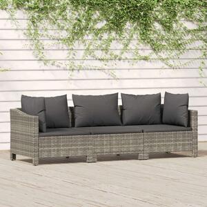Polyrattan Kerti Ülőgarnitúra - 3 részes - Szürke