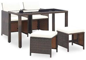 VidaXL Kültéri Polyrattan Étkezőgarnitúra - 5 részes - Barna