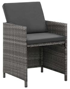 Polyrattan Kerti Étkezőgarnitúra - 5 részes - Szürke
