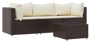 VidaXL 4 részes barna polyrattan kerti ülőgarnitúra párnákkal