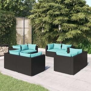 VidaXL Polyrattan Kerti Ülőgarnitúra - 8 részes - Fekete