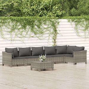 VidaXL Polyrattan Kerti Ülőgarnitúra - 7 részes - Szürke