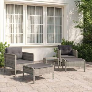 VidaXL 5 részes szürke polyrattan kerti ülőgarnitúra párnákkal