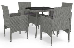 VidaXL Polyrattan Kerti Étkezőgarnitúra - 5 részes - Szürke