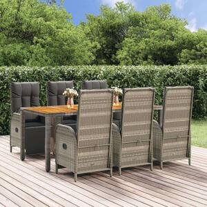 VidaXL 7 részes kerti étkezőgarnitúra - szürke polyrattan