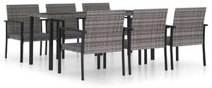 Polyrattan Kerti Étkezőgarnitúra - 7 részes - Szürke