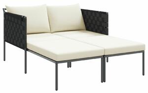 VidaXL Napozóágy párnákkal 2 fő részére Anthracite 115x153x69,5 cm Acél