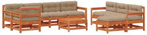 VidaXL Kerti lounge szett 10 pcs Viaszbarna Tömör Fenyőfa
