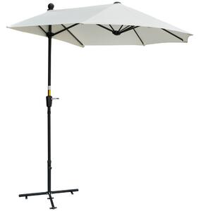 Outsunny Umbrelă Semicirculară cu Manivelă și Baldachin Anti-UV, 200x190x240 cm, Crem