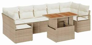 VidaXL Kerti Kanapé Szett tárolóval 8 pcs Bézs Poli rattan