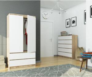 Gardróbszekrény fiókkal - Akord Furniture S90 - sonoma tölgy / fehér