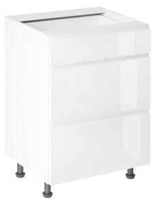 Alsószekrény, fehér/fehér extra magasfényű HG, AURORA D60S3