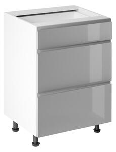 Alsószekrény, fehér/szürke extra magasfényű HG, AURORA D60S3