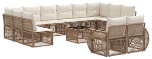 VidaXL Kerti Kanapé Szett 13 pcs Beige és Krémszínű polirattan