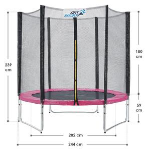 Jampino trambulin 2,44 méter átmérőjű védőhálóval és létrával rózsaszín