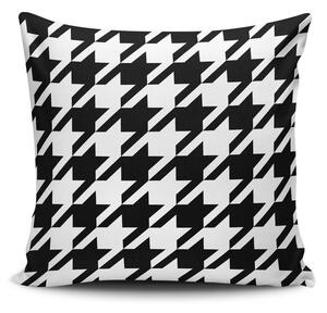 Díszpárna 43x43, fekete, fehér kockás - PIED DE POULE