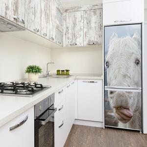 Hűtőre ragasztható matrica Őrült fehér ló