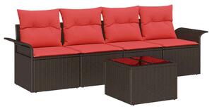 Kerti Kanapé Szett párnával 5 pcs Beige és Piros polirattan