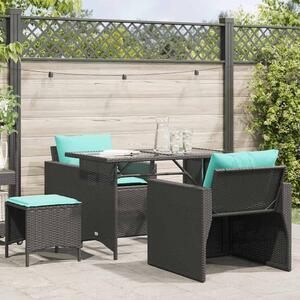 VidaXL 4 részes fekete polyrattan kerti ülőgarnitúra párnákkal