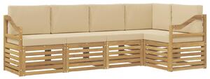VidaXL Kültéri kanapé szett 5 pcs Fehér és Bézs 245 x 126,5 x 73 cm