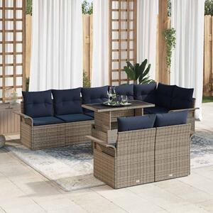VidaXL Kerti Kanapé Szett párnával 9 pcs Szürke Poli rattan