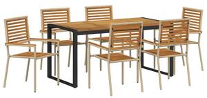 Kert étkező szett 7 pcs Beige és barna polirattan