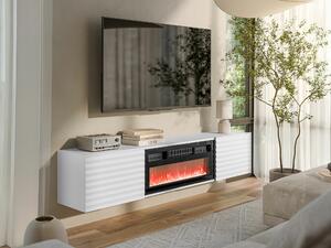 TV-állvány Charlotte 206, Közepes sűrűségű farostlemez, Laminált forgácslap, 37x183x35cm, Fehér