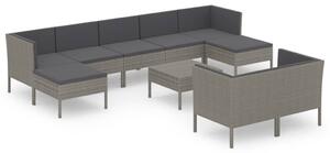 10 részes szürke polyrattan kerti ülőgarnitúra párnákkal