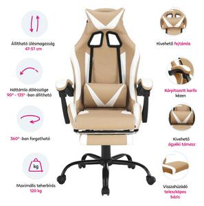 Irodai/gamer fotel, fekete/fehér/bézs, OZGE 2 NEW