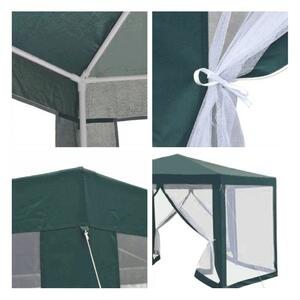Kerti pavilon sátor, 3,9x2,5x3,9m, zöld/fehér, RINGE TYP 1+6 oldal