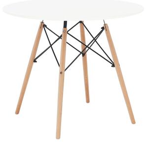 Étkezőasztal, fehér/bükk, átmérő 90 cm, GAMIN 2 NEW 90