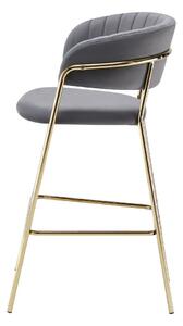 Design bárszék, szürkésbarna Velvet szövet/gold króm arany, DASMIN TYP 2