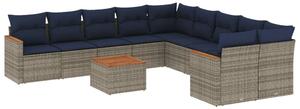 VidaXL 11 db szürke polyrattan kerti kanapégarnitúra párnákkal