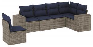 VidaXL 6 db szürke polyrattan kerti kanapégarnitúra párnákkal