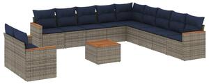 VidaXL 12 db szürke polyrattan kerti kanapégarnitúra párnákkal