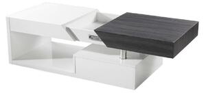 Dohányzó asztal, fehér fény/szürke fa design, MELIDA