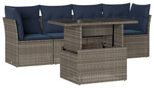VidaXL 5 db szürke polyrattan kerti kanapégarnitúra párnákkal
