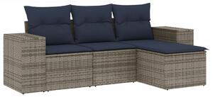VidaXL 4 db szürke polyrattan kerti kanapégarnitúra párnákkal