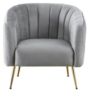 Design fotel, szürke Velvet szövet/gold króm-arany, BAGY