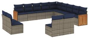 VidaXL 13 db szürke polyrattan kerti kanapégarnitúra párnákkal