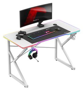 Gamer asztal íróasztal RGB 120 X 60 Cm 1.7 Feher