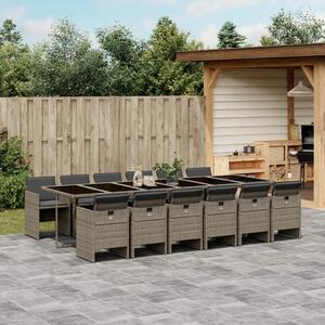VidaXL 13 db szürke polyrattan kerti étkezőgarnitúra párnákkal