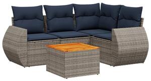 VidaXL 5 db szürke polyrattan kerti kanapégarnitúra párnákkal