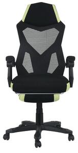 Irodai/gamer szék, fekete/zöld, teherbírás 150 kg, JORIK