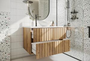 RYFEN 80 fürdőszoba szekrény a mosdó alatt, 80x52x48, arany tölgy/fehér